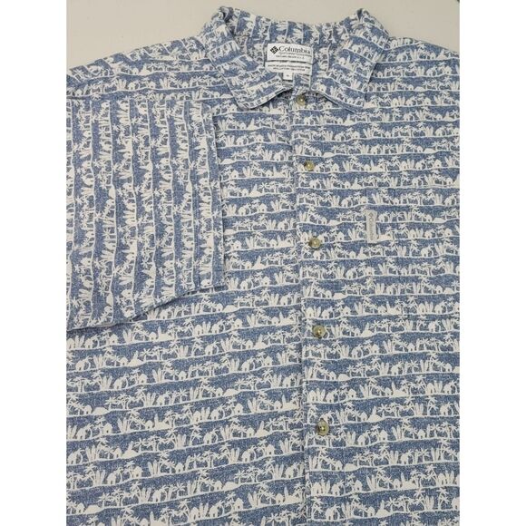 Columbia Mens XL Short Sleeve Blue‎ Hawaiian Button Up Shirt Pre-Owned - Picture 1 of 10